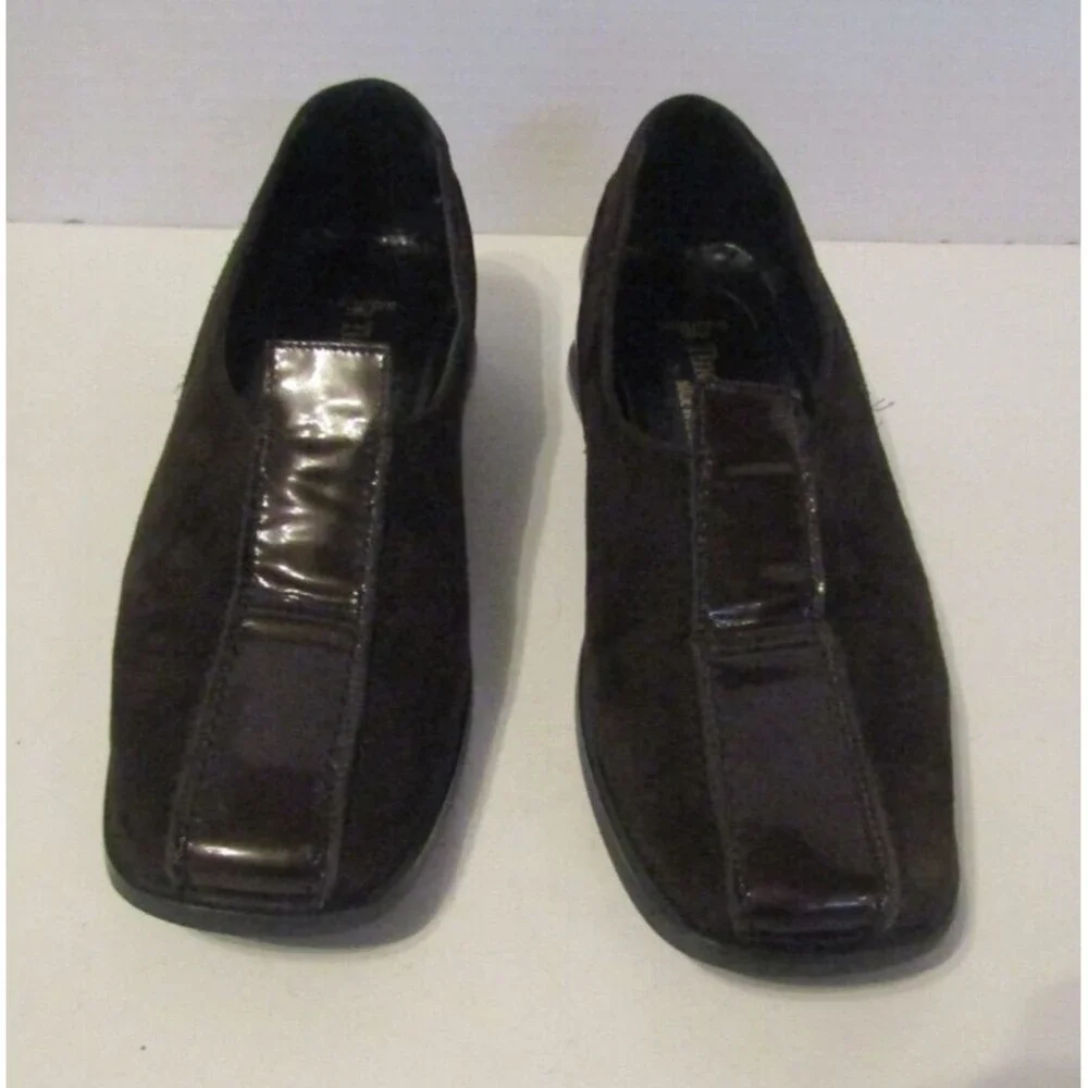 Tino Lanzi Loafers Brown Suede Patent Leather Italian Made Womens Size 10